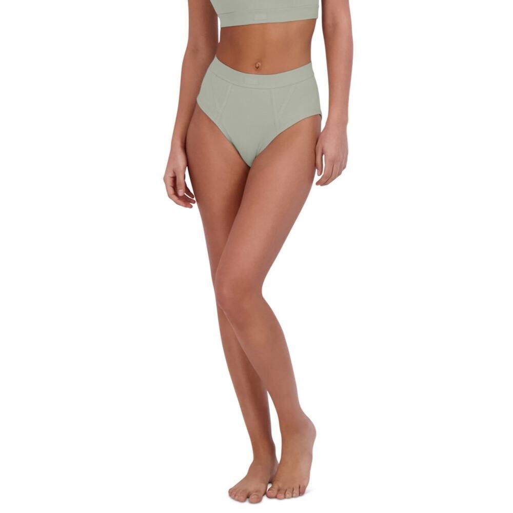 Steve Madden Ribbed High-Waisted Brief Underwear Light Sage NWT Size Small